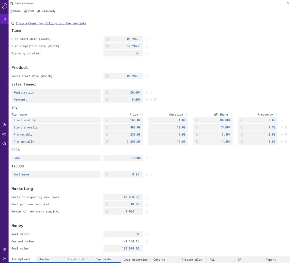 Describe your business processes and model parameters